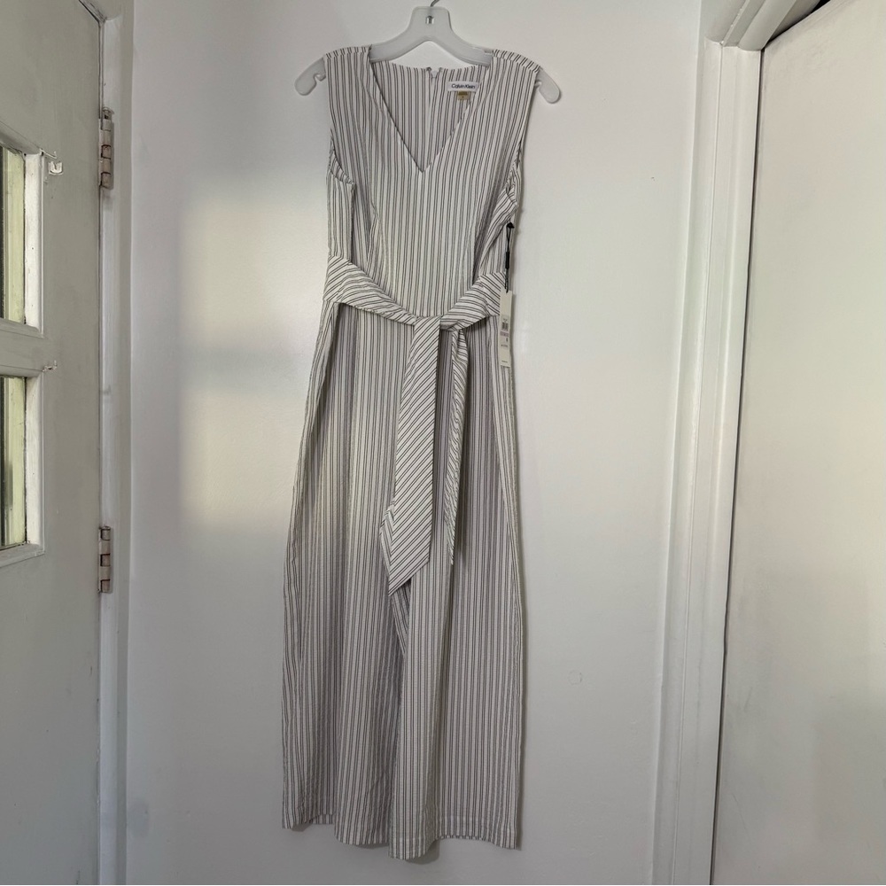 Calvin Klein Gray Striped Jump Suit